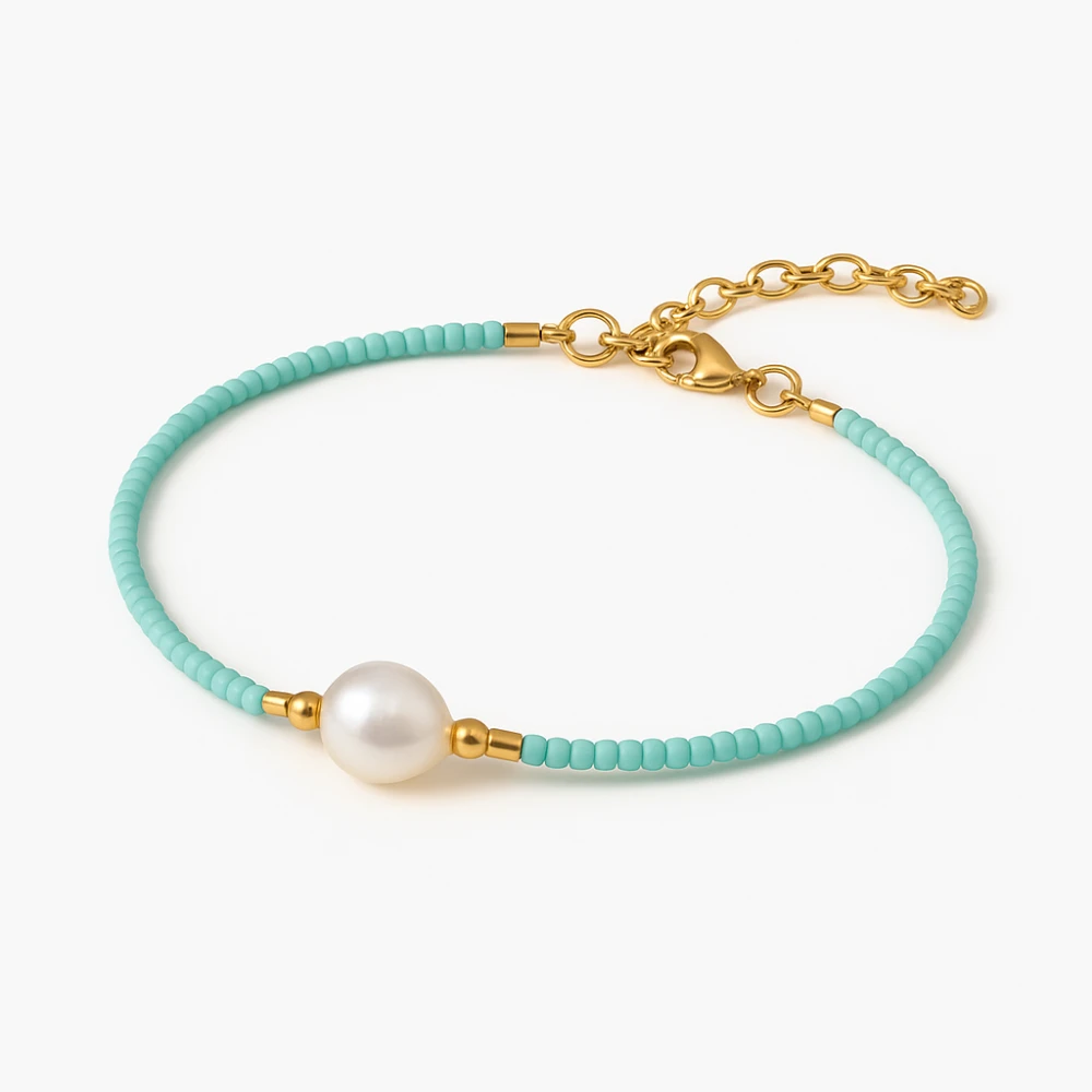 پابند رنگی طلا با مروارید باروک کد 100097 پابند رنگی طلا با مروارید باروک کد 100097