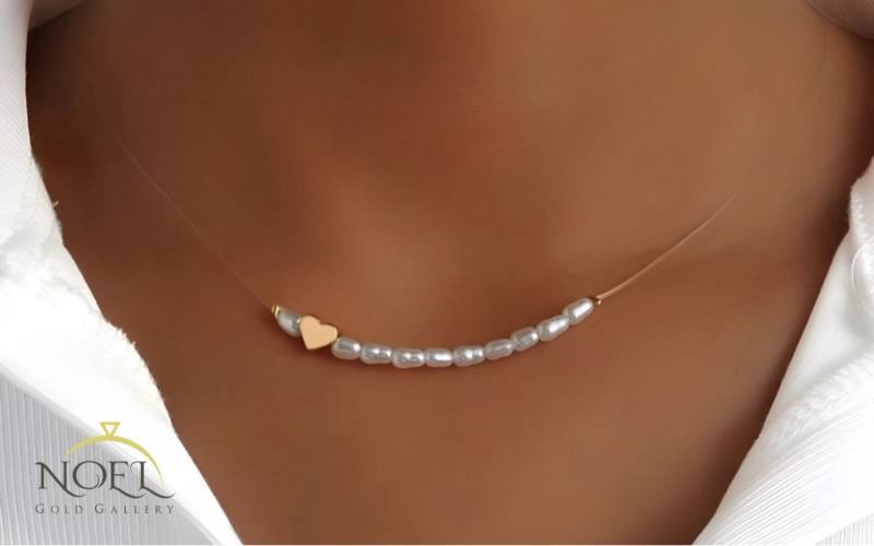 کالکشن گردنبند طلا با بند نامرئی