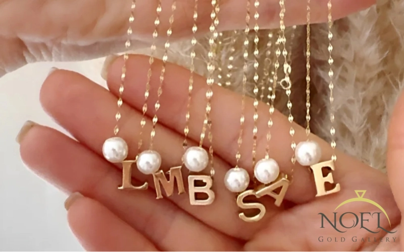 گردنبند حروف با مروارید کد 1000010027