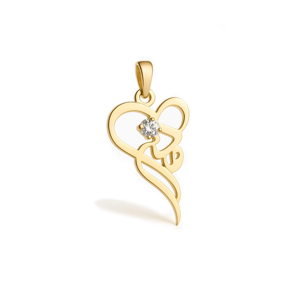 پلاک طلای مامان با نگین سولیتر 100195 پلاک طلای مامان با نگین سولیتر 100195