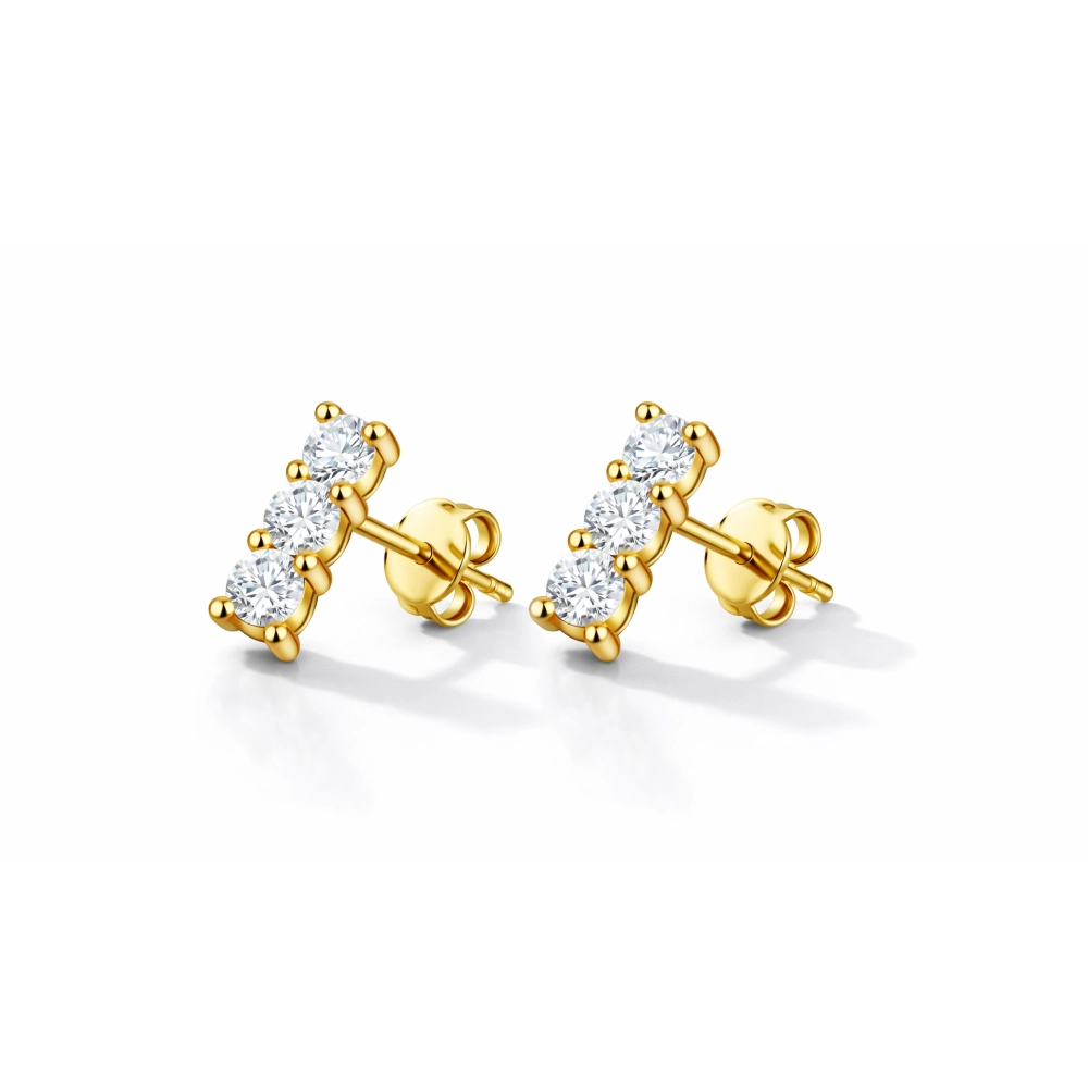 گوشواره سه نگین خطی کد 100229 گوشواره سه نگین خطی کد 100229